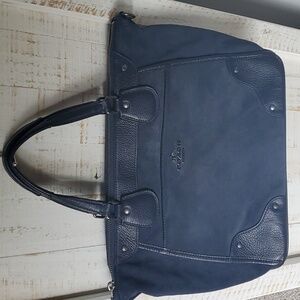 Coach Navy Blue Suede Mickie Satchel